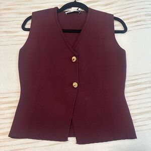 Maroon Zara Vest with gold Detail NWT